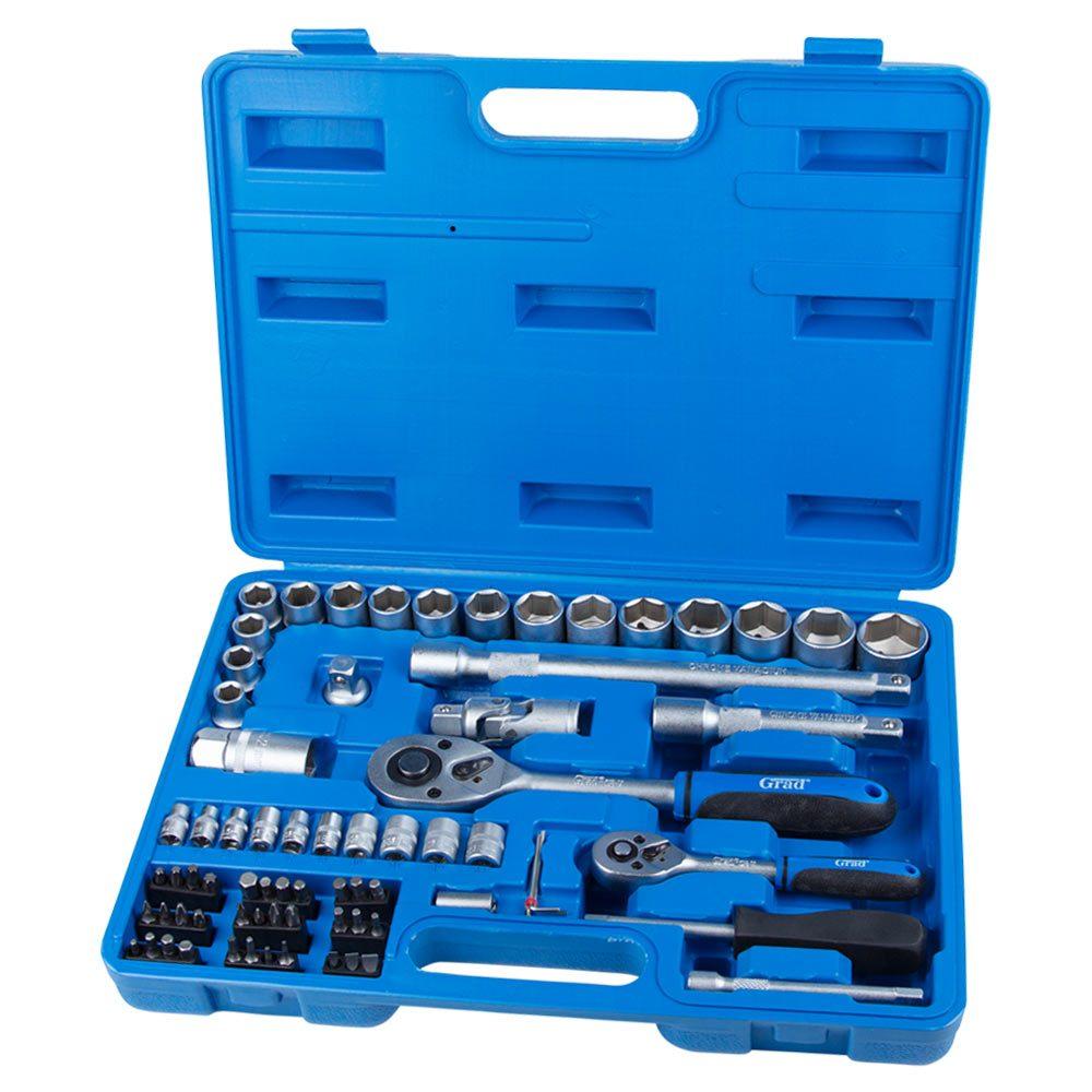 Набір насадок торцевих і біти 1/4", 1/2" 72шт Start GRAD (6003145), фото 1