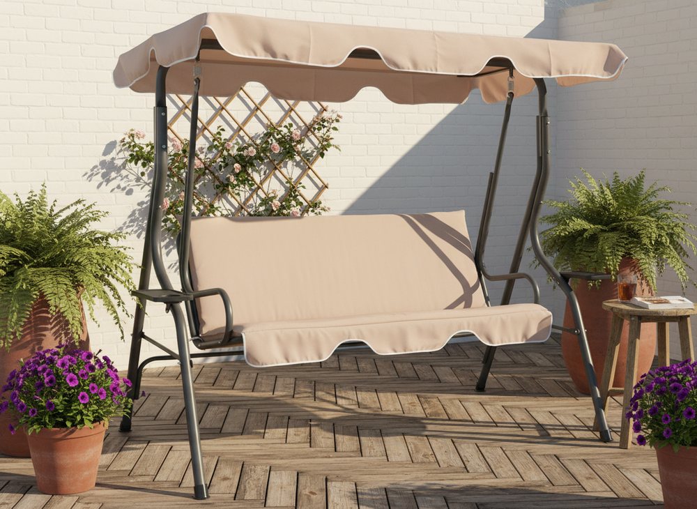 Садова гойдалка 170x110x153 см Garden Line KRE0735 гойдалка для тераси лавка-гойдалка з підсклянником гойдалка для дачі з навісом, фото 1