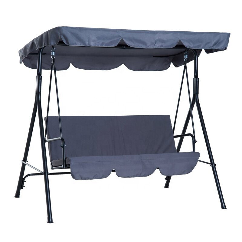 Садова гойдалка 3-місна 170×110×153 см ComfortSwing Line гойдалка для тераси і саду гойдалка садова з козирком, фото 1