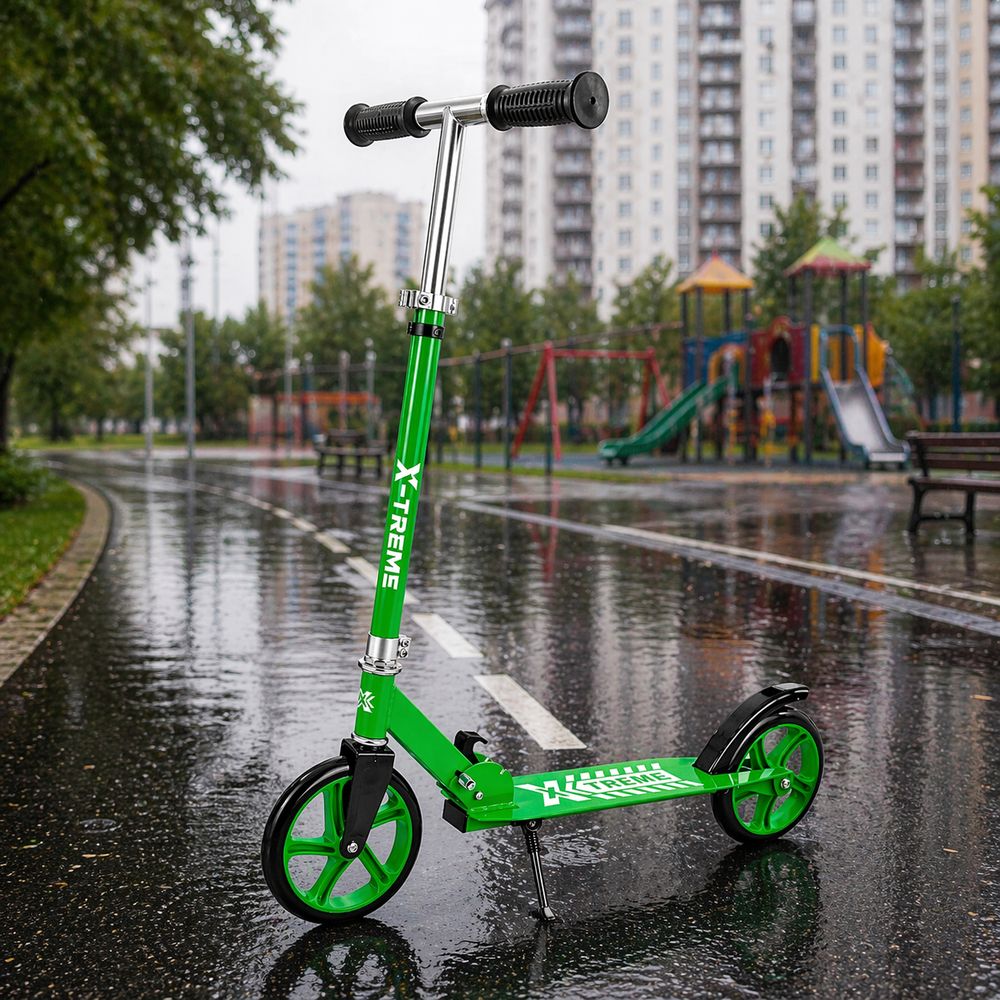 Самокат класичний X-TREME AS-2009S зелений самокат з великими колесами самокат з поліуретановими колесами, фото 1