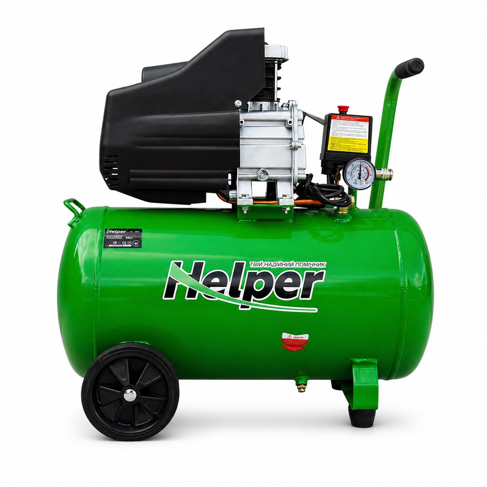 Компресор повітряний масляний 1500 Вт 8 бар 50 л Helper HP - 1096 пневматичний нагнітач повітря масляний, фото 1