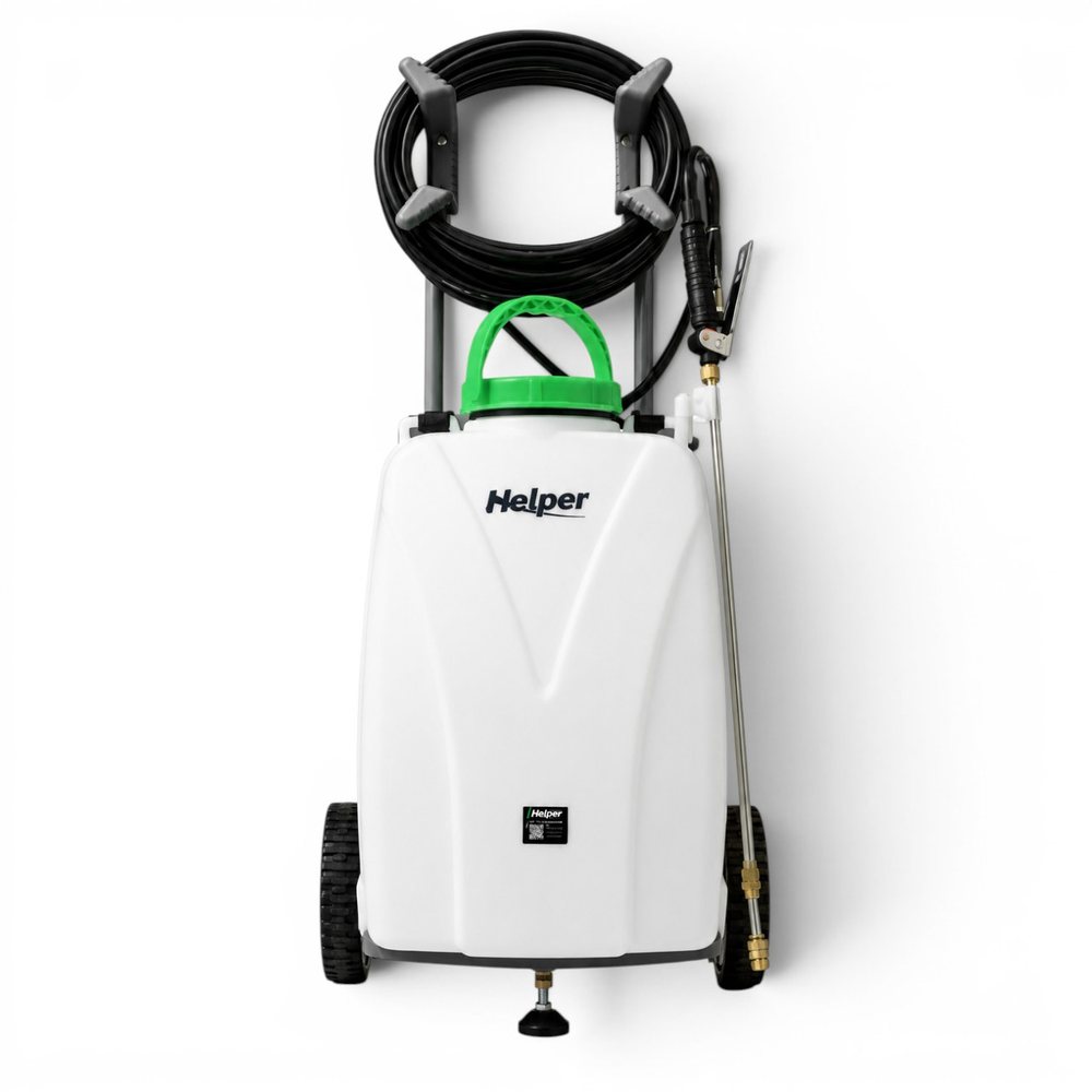 Акумуляторний обприскувач з довгим шлангом Helper HP-1170 40 л електричний обприскувач на колесиках, фото 1