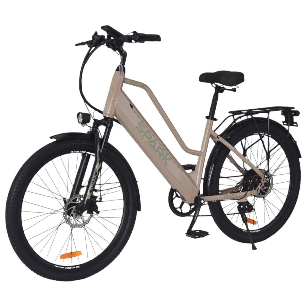 Електровелосипед з дисковими гальмами SPARK E-CITY EASY GO 17" 48V/500W/12,5Ah бежевий електровелосипед для поїздок містом, фото 1