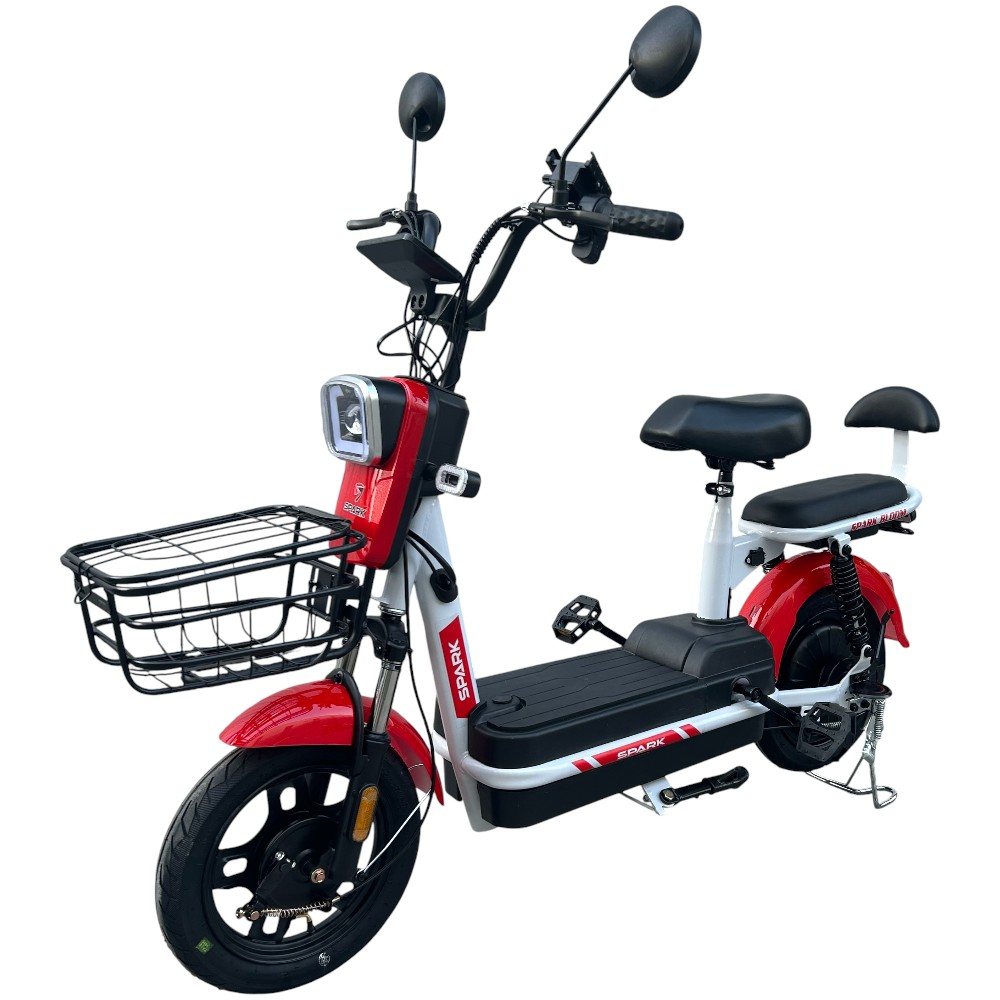 Електровелосипед для міста SPARK BLOOM 14" 48V/400W/12Ah велосипед на акумуляторі з корзиною, фото 1