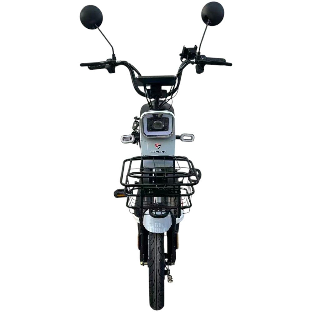Електровелосипед з переднім кошиком SPARK BLOOM 14" 48V/400W/12Ah сірий акумуляторний електровелосипед, фото 1