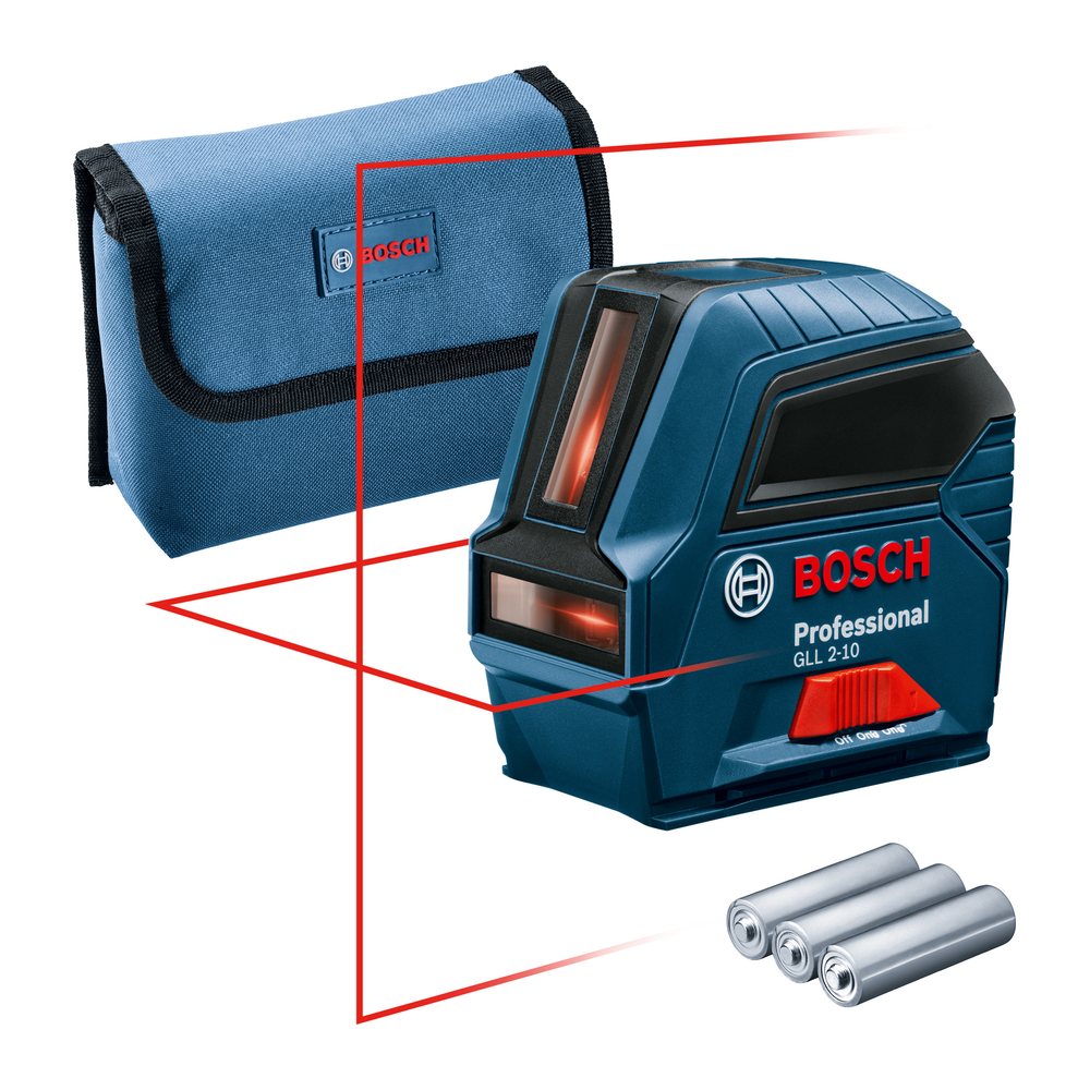 Лазерний рівень (нівелір) Bosch Professional GLL 2-10, сумка, 3 акум. 1.5 В, різьба кріплення 1/4, 5/8, робоча відстань 10 м (0601063L00), фото 1
